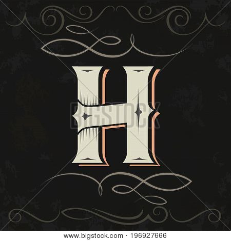 Retro style, western letter design. Letter H