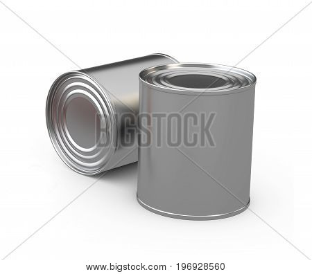 Closed Food Tin Cans, 3D Illustration Isoladet White