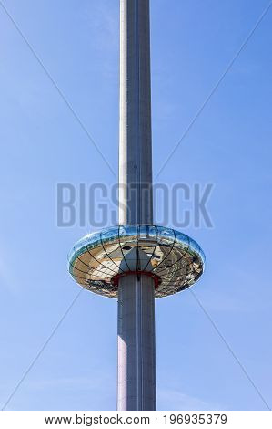 BRIGHTON UK - MAY 31ST 2017: The impressive British Airways i360 observation tower located on Brighton seafront in Sussex UK on 31st May 2017.