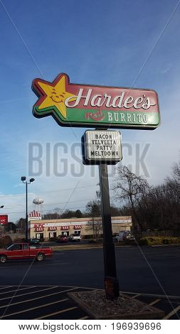 Bacon Velveeta Patty Meltdown at Hardees Restaurant
