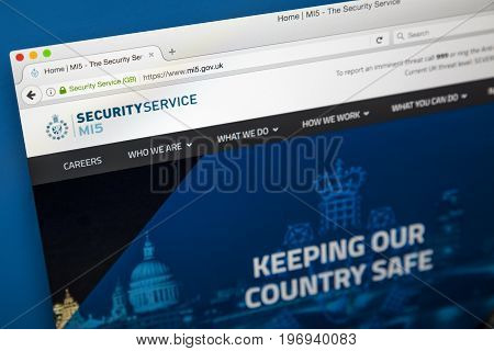 LONDON UK - JUNE 8TH 2017: The homepage of the official website for the MI5 Security Service on 8th June 2017. The MI5 is the UKs domestic counter-intelligence and security agency.