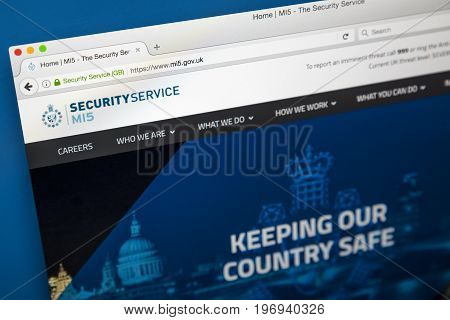 LONDON UK - JUNE 8TH 2017: The homepage of the official website for the MI5 Security Service on 8th June 2017. The MI5 is the UKs domestic counter-intelligence and security agency.