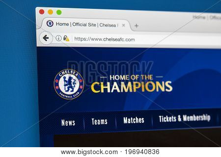 LONDON UK - JUNE 8TH 2017: The homepage of the official website for Chelsea Football Club on 8th June 2017.