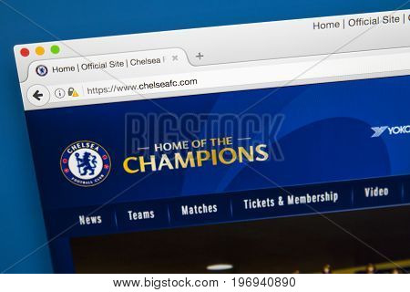 LONDON UK - JUNE 8TH 2017: The homepage of the official website for Chelsea Football Club on 8th June 2017.
