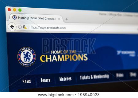 LONDON UK - JUNE 8TH 2017: The homepage of the official website for Chelsea Football Club on 8th June 2017.