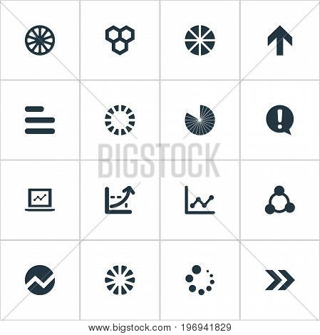 Elements Contour, Laptop, Surge And Other Synonyms Honeycomb, Document And Direction.  Vector Illustration Set Of Simple Chart Icons.