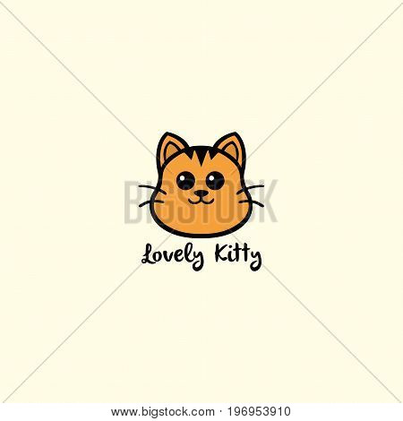 Lovely Kitty, Cute Cat Logo Vector Design Illustration