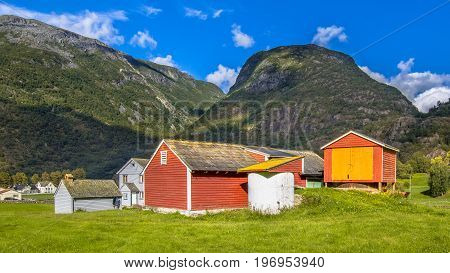 Barns And Sheds In Norwegian Farm Village