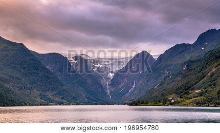 View Of Briksdalsbreen Glacier Valley