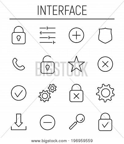 Set of interface icons in modern thin line style. High quality black outline symbols for web site design and mobile apps. Simple interface pictograms on a white background.