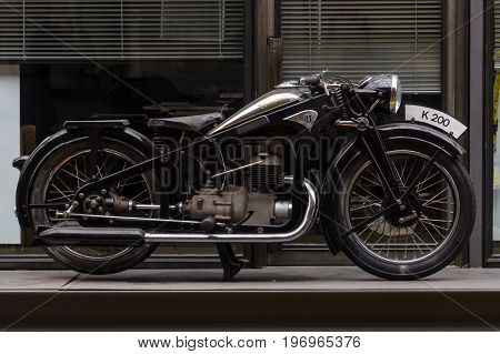 BERLIN - MAY 10 2015: Vintage motorcycle Zuendapp K200 1933. The 28th Berlin-Brandenburg Oldtimer Day