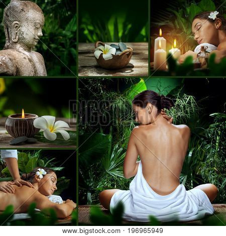 spa theme collage composed of different images