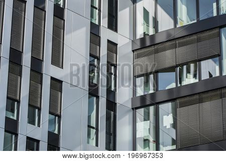 facades of new modern office buildings in the city