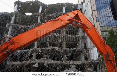 Demolition of a building in the city center