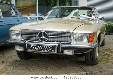 BERLIN - MAY 10 2015: Roadster Mercedes-Benz 350SL (R107) 1972. The 28th Berlin-Brandenburg Oldtimer Day