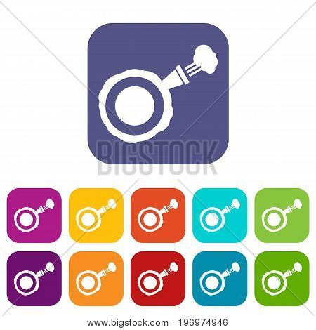 Whoopee cushion icons set vector illustration in flat style in colors red, blue, green, and other