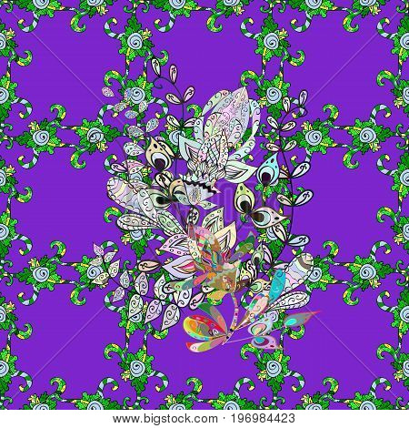 Repeating floral backdrop Elegant flowers sketch. Flower pattern seamless on colored background hand-drawn chamomiles daisies.