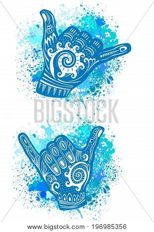 Hang Loose Hand Signal. Surf hand sign