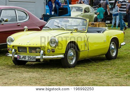 PAAREN IM GLIEN GERMANY - MAY 23 2015: Sports car Triumph Spitfire 4 Mark I. The oldtimer show in MAFZ.