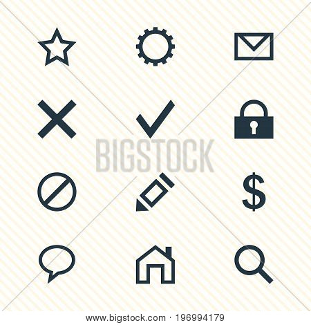 Editable Pack Of Confirm, Mainpage, Padlock And Other Elements.  Vector Illustration Of 12 User Icons.