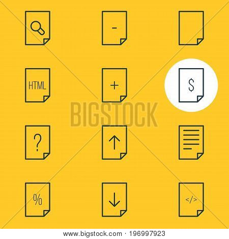 Editable Pack Of Upload, Plus, Munus And Other Elements.  Vector Illustration Of 12 Paper Icons.