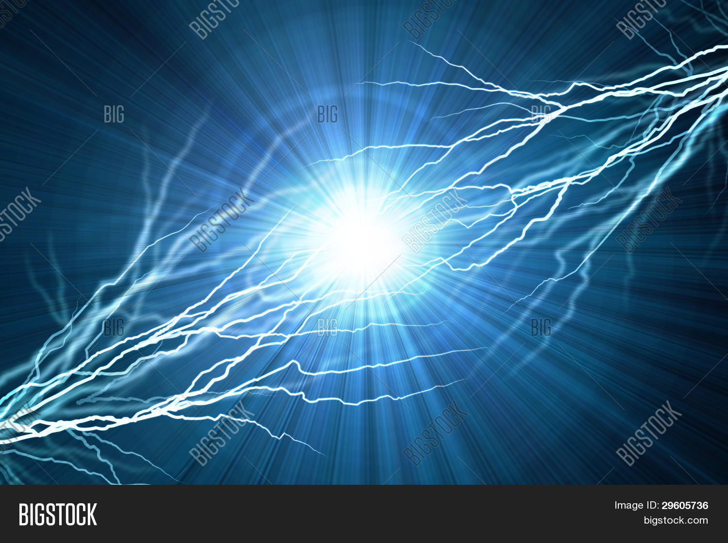 Electric Flash Lightning On Blue Image & Photo Bigstock
