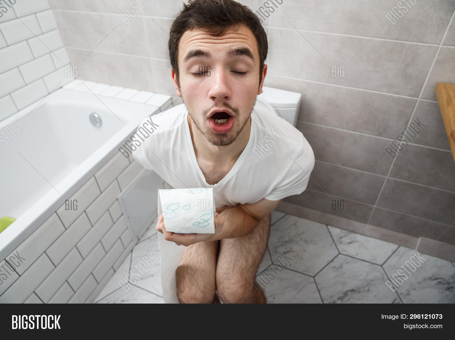 Guy Sitting On Toilet Image & Photo (Free Trial) Bigstock
