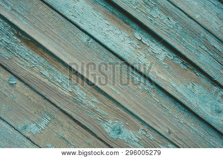 Background Of Green Flaky Wood Backdrop Of Green Colored Wooden Panels With Aged Flaky Surface