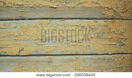 Background Of Flaky Wood. Wooden Panels With Aged Flaky Surface
