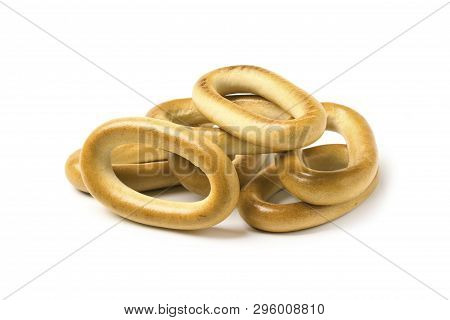 Heap Of Bagels Isolated On A White Background