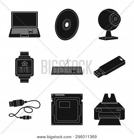 Isolated Object Of Laptop And Device Symbol. Collection Of Laptop And Server Stock Symbol For Web.