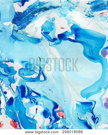 Hand-painted Blue Abstract Background. Design For Background, Banner, Flaer,poster,brochure Etc.