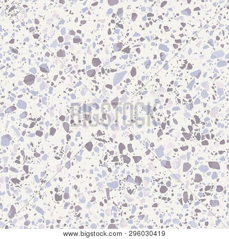 Terrazzo Flooring Seamless Pattern. Vector Texture Of Mosaic Floor With Natural Stones, Granite, Mar