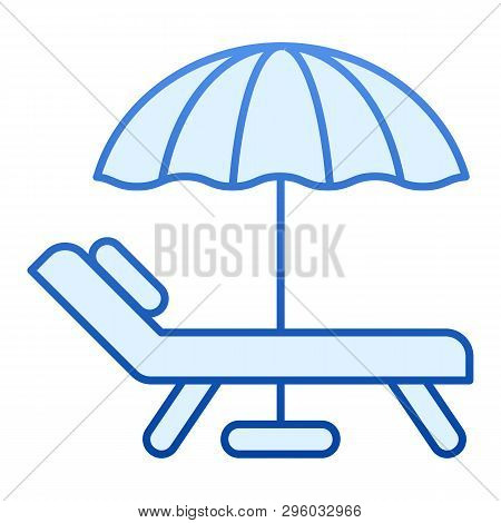 Beach Umbrella And Chair Flat Icon. Vacation Blue Icons In Trendy Flat Style. Travel Gradient Style 