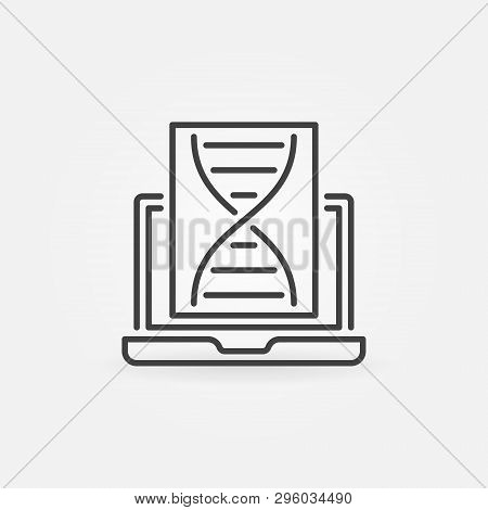 Dna With Laptop Vector Concept Outline Icon Or Design Element