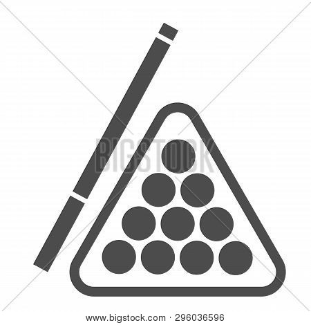 Billiards Solid Icon. Pool Cue And Balls Vector Illustration Isolated On White. Play Glyph Style Des