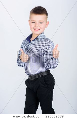 Happy Childhood. Kids Fashion. Small Businessman. Business School. Confident Boy. Upbringing And Dev