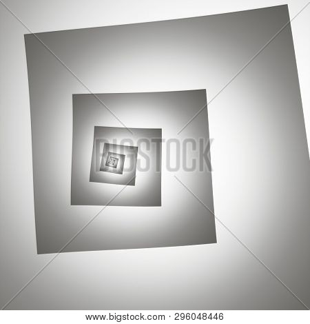 An illustration of a black and white Droste spiral