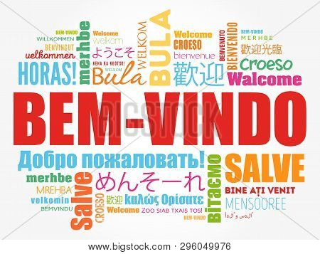 Bem-vindo (welcome In Portuguese) Word Cloud In Different Languages, Conceptual Background