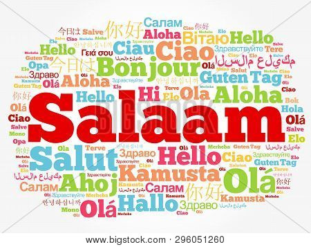 Salaam (hello Greeting In Persian,farsi) Word Cloud In Different Languages Of The World, Background 