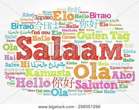 Salaam (hello Greeting In Persian,farsi) Word Cloud In Different Languages Of The World, Background 