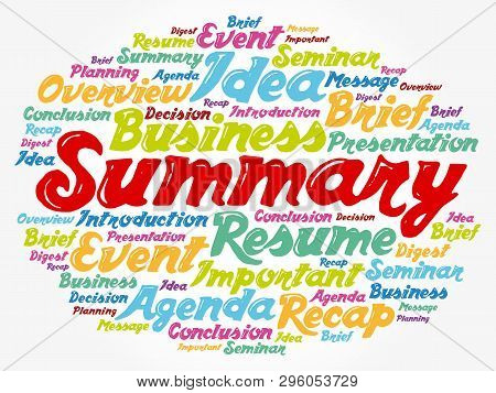 Summary Word Cloud Collage, Business Concept Background