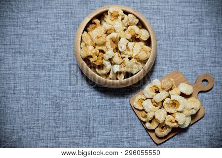 Crispy Deep Fried Pork Skin Or Pork Rind, Appetizer In Thailand