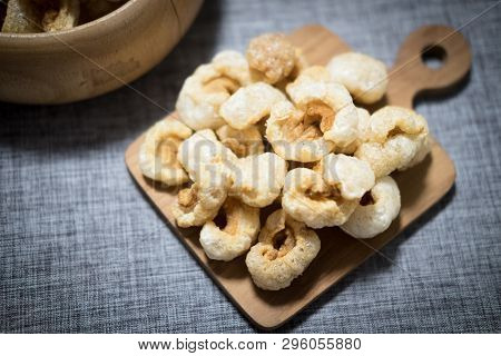 Crispy Deep Fried Pork Skin Or Pork Rind, Appetizer In Thailand
