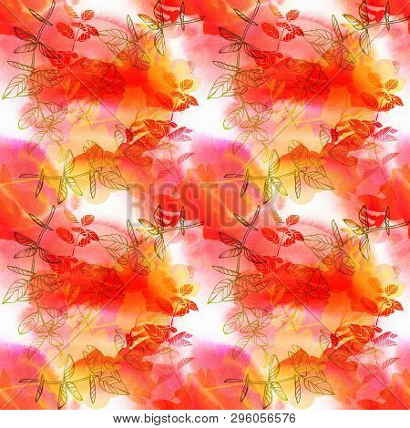 Floral Seamless Pattern. Hand Drawn Illustration. Fullsize Raster Atrwork.