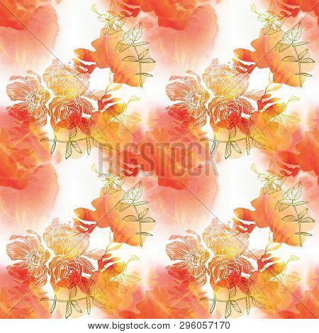 Floral Seamless Pattern. Hand Drawn Illustration. Fullsize Raster Atrwork.