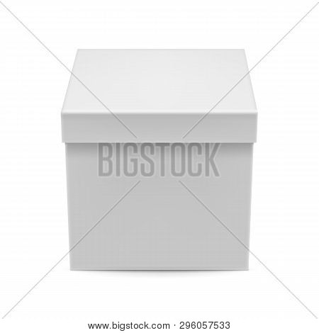 Closed Cardboard Box Mockup. Blank Packaging Box Isolated On White Background Vector Illustration. R