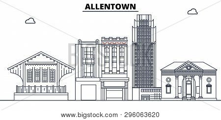 Allentown , United States, Outline Travel Skyline Vector Illustration.