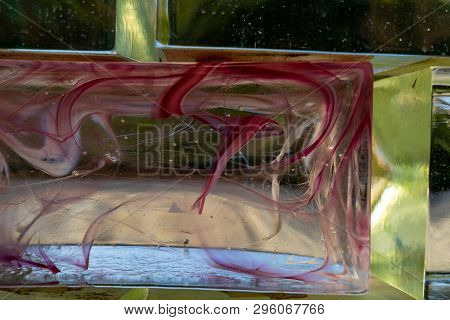 Glass Blocks Background, Glas Wall Texture With Colors Inside, Glass With Cooler Inside,