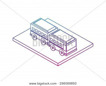 Articulated Bus Transport Isometric Icon Vector Illustration Design